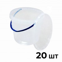 Відро пластикове харчове з ручкою, прозоре 1 л. (129х120 мм), 20шт