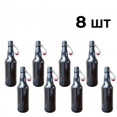 Пляшка скляна 0,5 л із горбильним корком, 8 шт